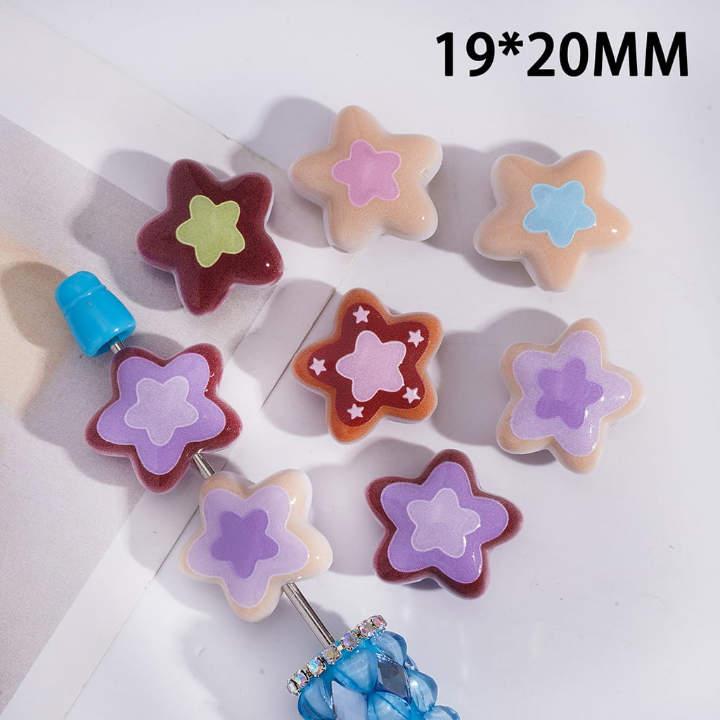 Five Pointed Star Series Acrylic Beads, 19*20MM Random Mix