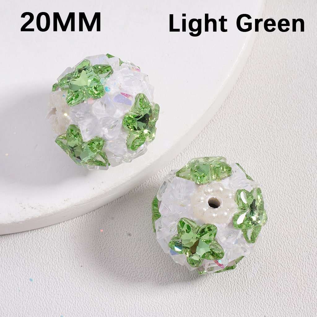Sparkling Star Mini Rock Rhinestones with White Pearls Multi Color Luminous Clay Beads 20MM