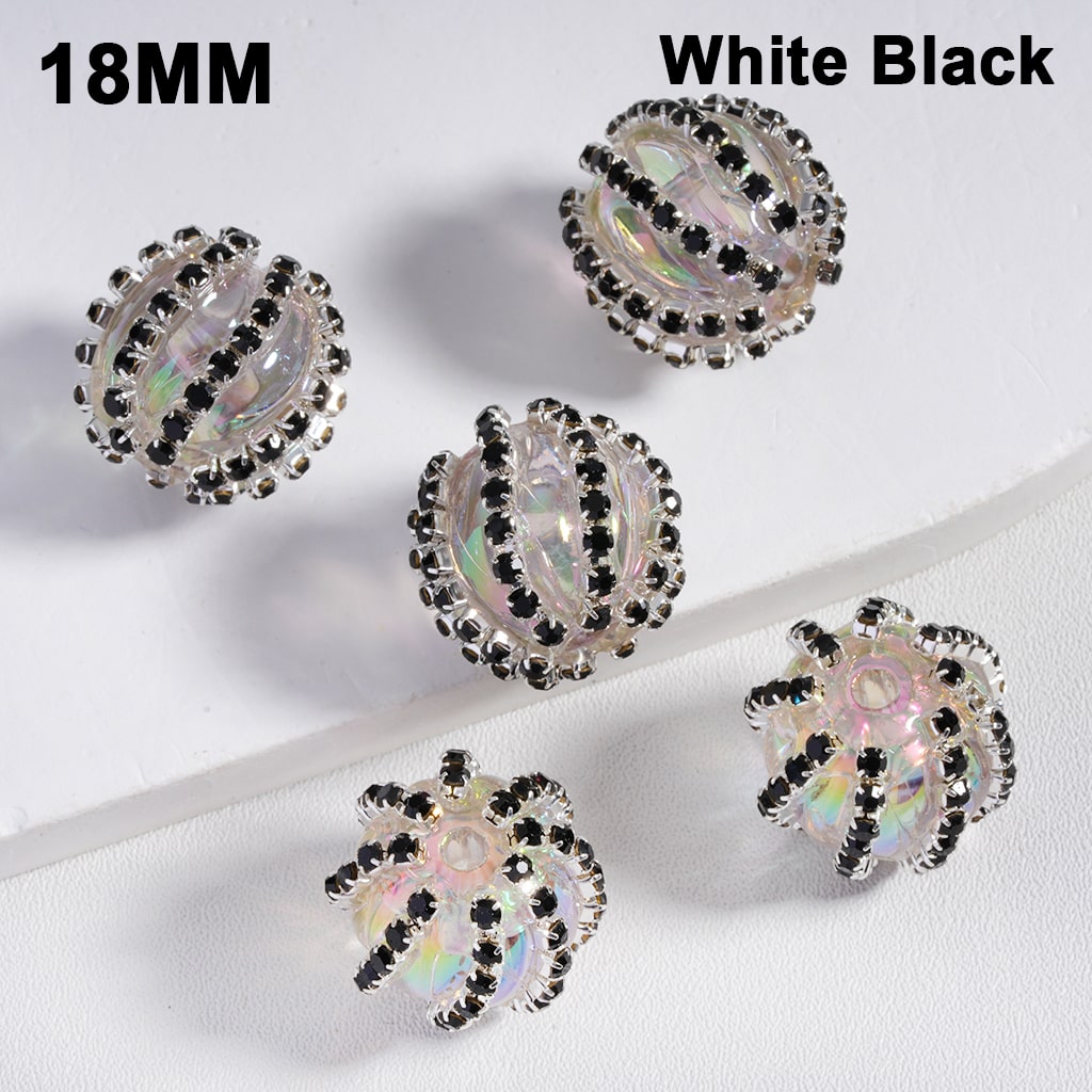 UV Coated with Shiny Rhinestone Chains Multi Color Translucent Acrylic Beads 18MM
