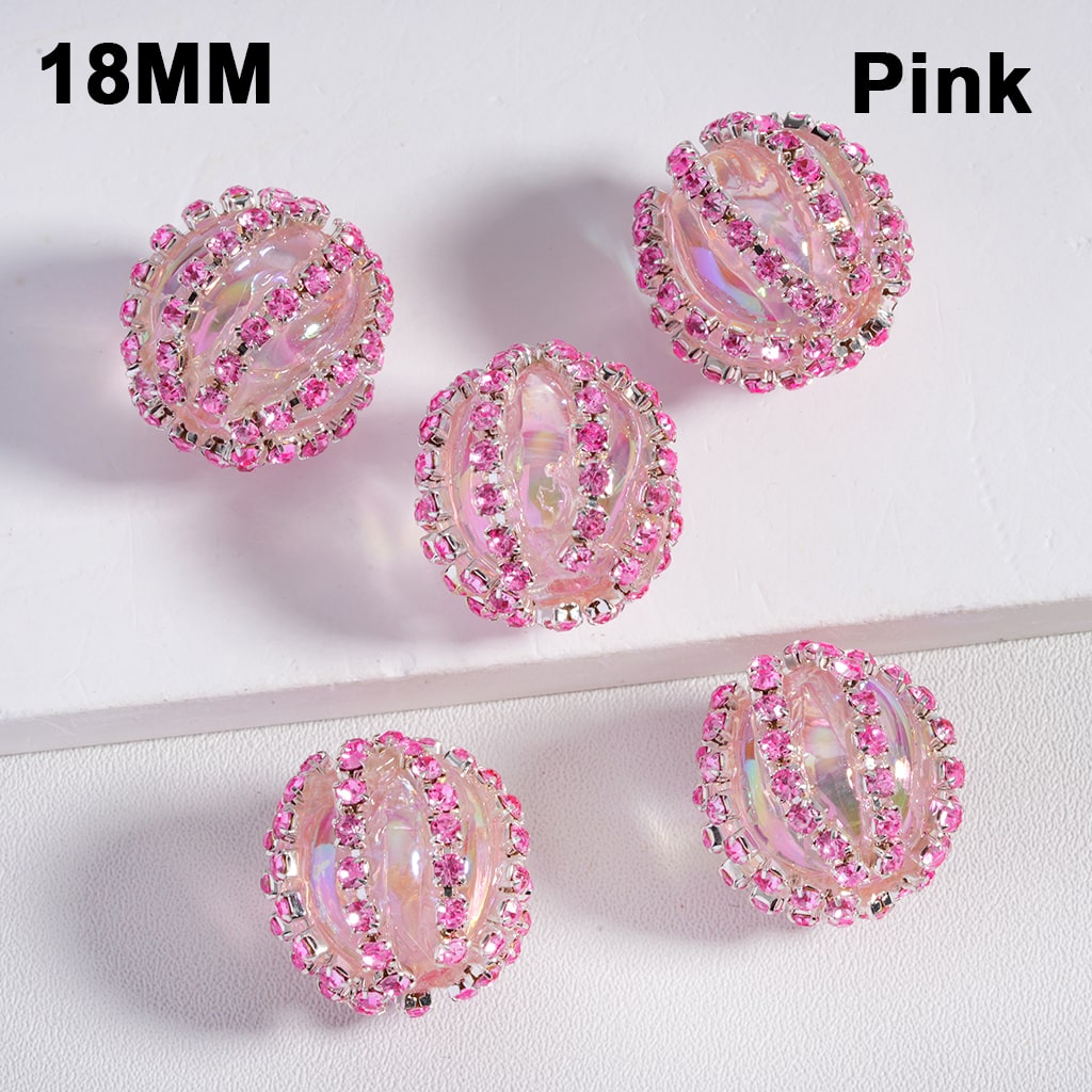 UV Coated with Shiny Rhinestone Chains Multi Color Translucent Acrylic Beads 18MM