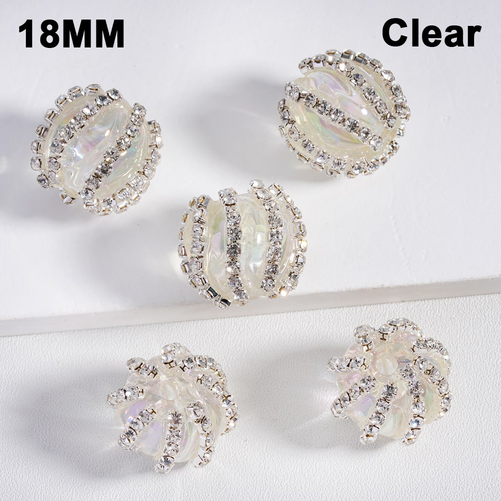 UV Coated with Shiny Rhinestone Chains Multi Color Translucent Acrylic Beads 18MM