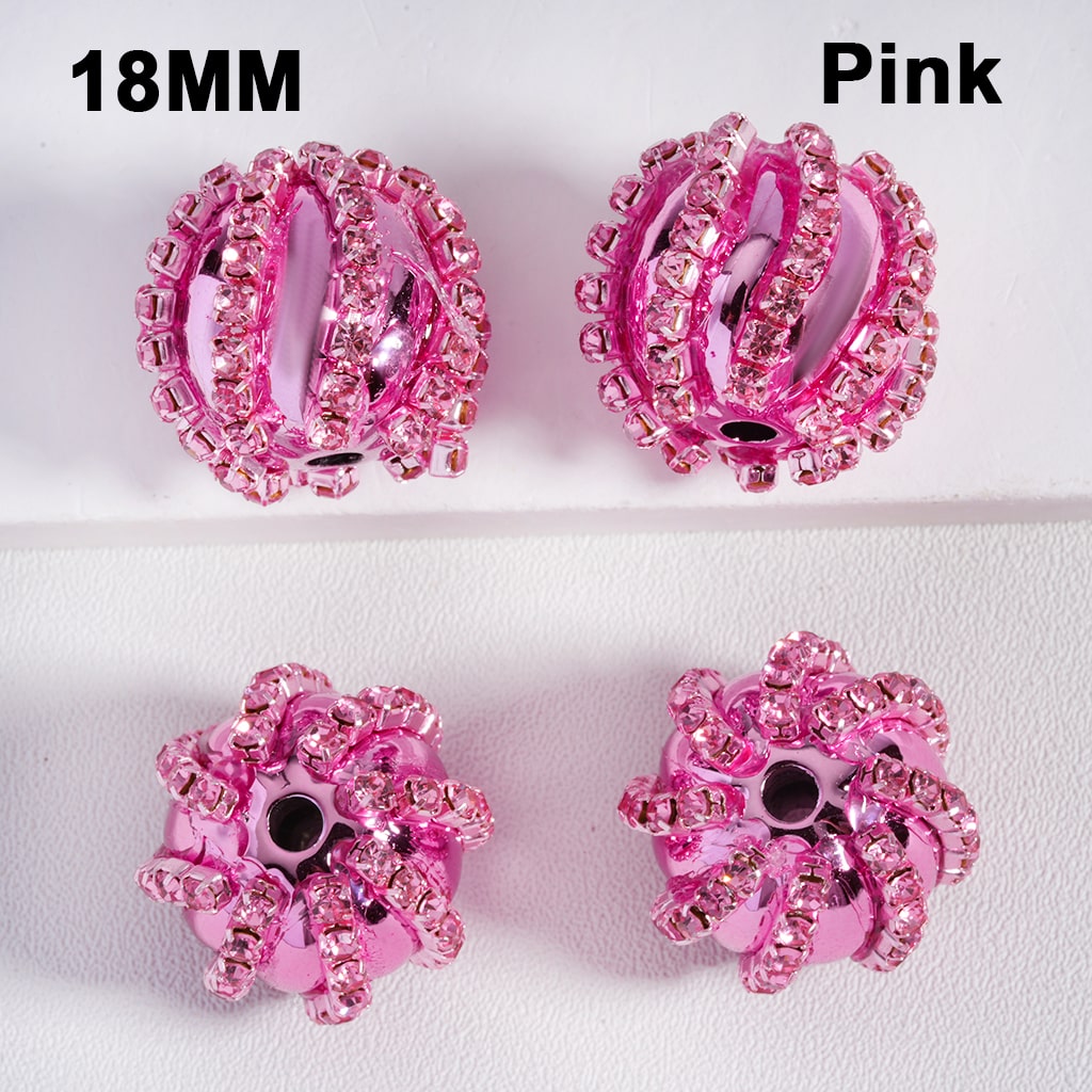 Christmas beads with Shiny Rhinestone Chains Metallic Colors Acrylic Beads 18MM