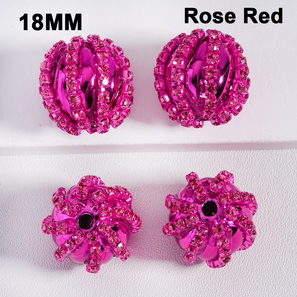 Christmas beads with Shiny Rhinestone Chains Metallic Colors Acrylic Beads 18MM