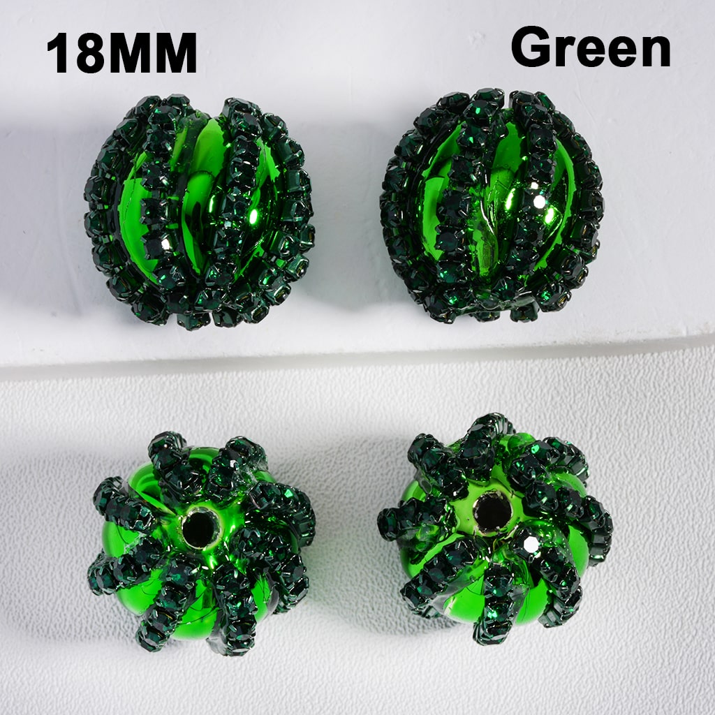 Christmas beads with Shiny Rhinestone Chains Metallic Colors Acrylic Beads 18MM