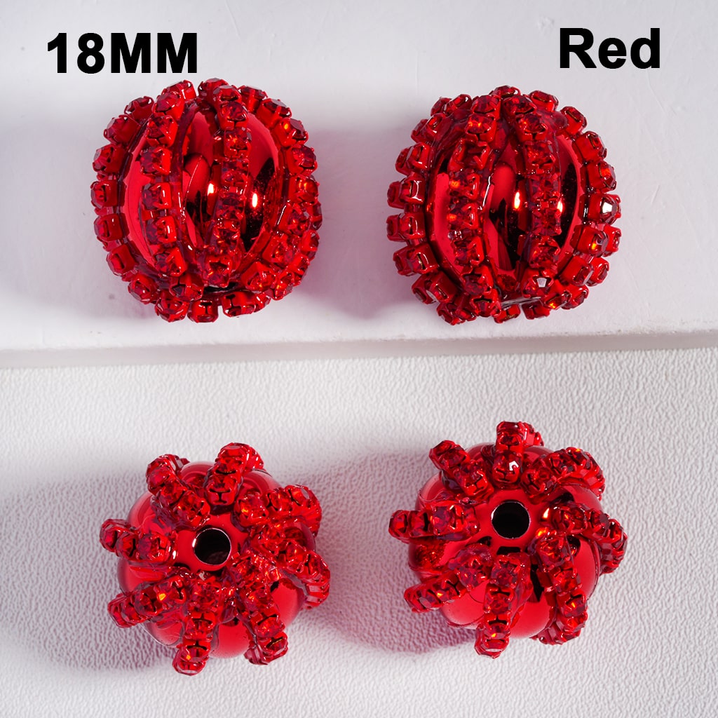 Christmas beads with Shiny Rhinestone Chains Metallic Colors Acrylic Beads 18MM