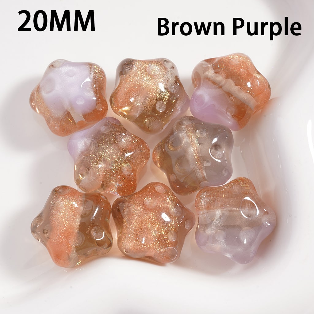Star Shape with Meteor Crater Design Glitter Acrylic Beads Double Color 20MM Single Color Available in 100pcs Whole Bag Only