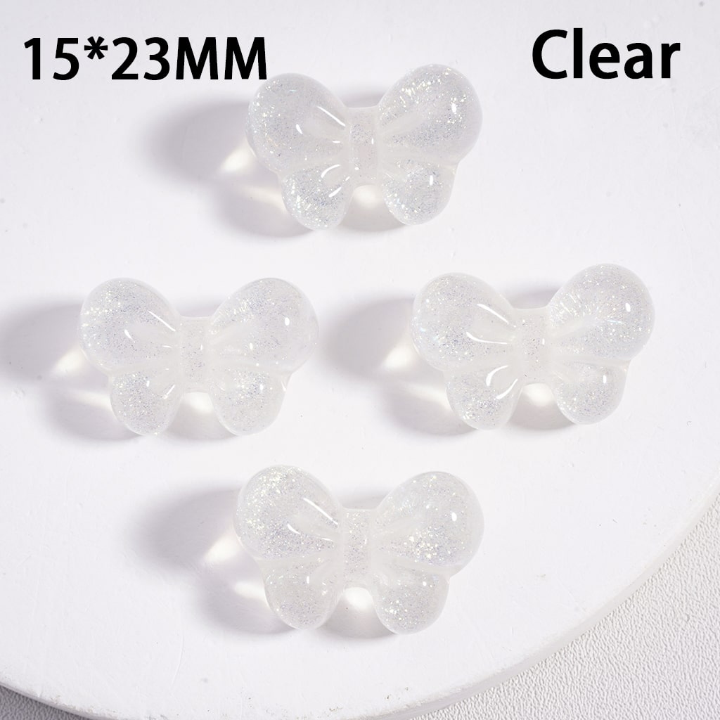 Shiny Glitter Acrylic Beads Bowknot Shape Solid Color 15*23MM (Single Color is available for 200pcs(Whole Bag) Only)