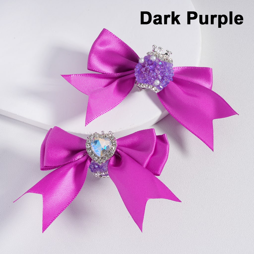 Royal Fabric Bow Bead Rhinestone Heart, Pearl Embellishment, Silver Crown, Solid Colors(The Bowknot is around 65MM Wide)