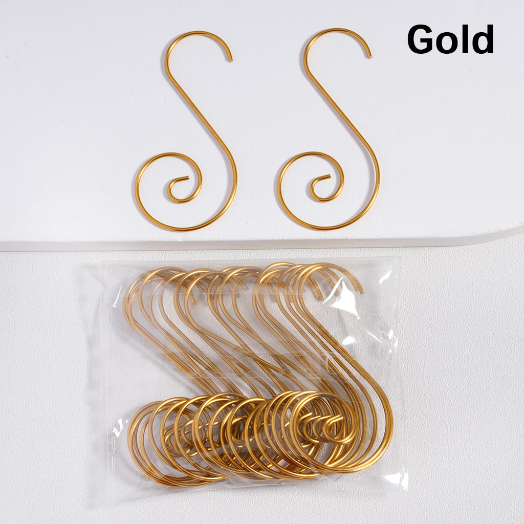 Metal Ornament Hooks S-Shaped Swirl Hangers Multi-Color 50MM Length