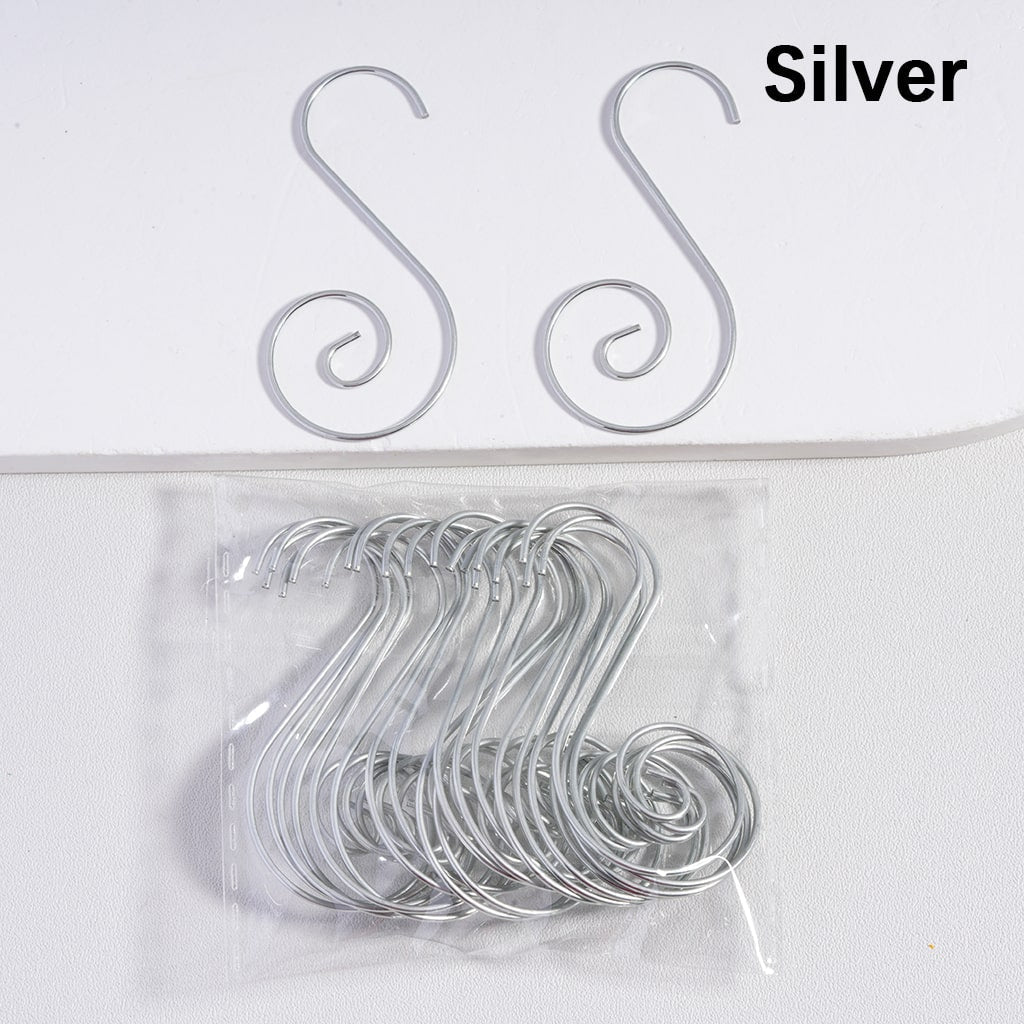 Metal Ornament Hooks S-Shaped Swirl Hangers Multi-Color 50MM Length