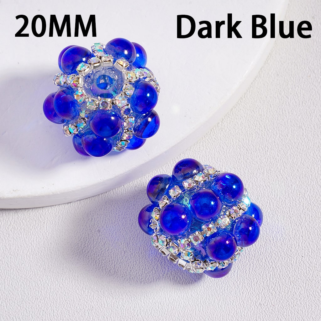 Shiny Translucent Cat-Eye Acrylic Beads 20mm with Pearls & Sparkling AB Rhinestone Chains