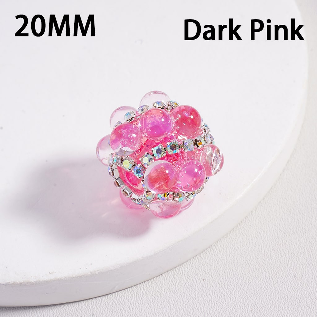 Shiny Translucent Cat-Eye Acrylic Beads 20mm with Pearls & Sparkling AB Rhinestone Chains