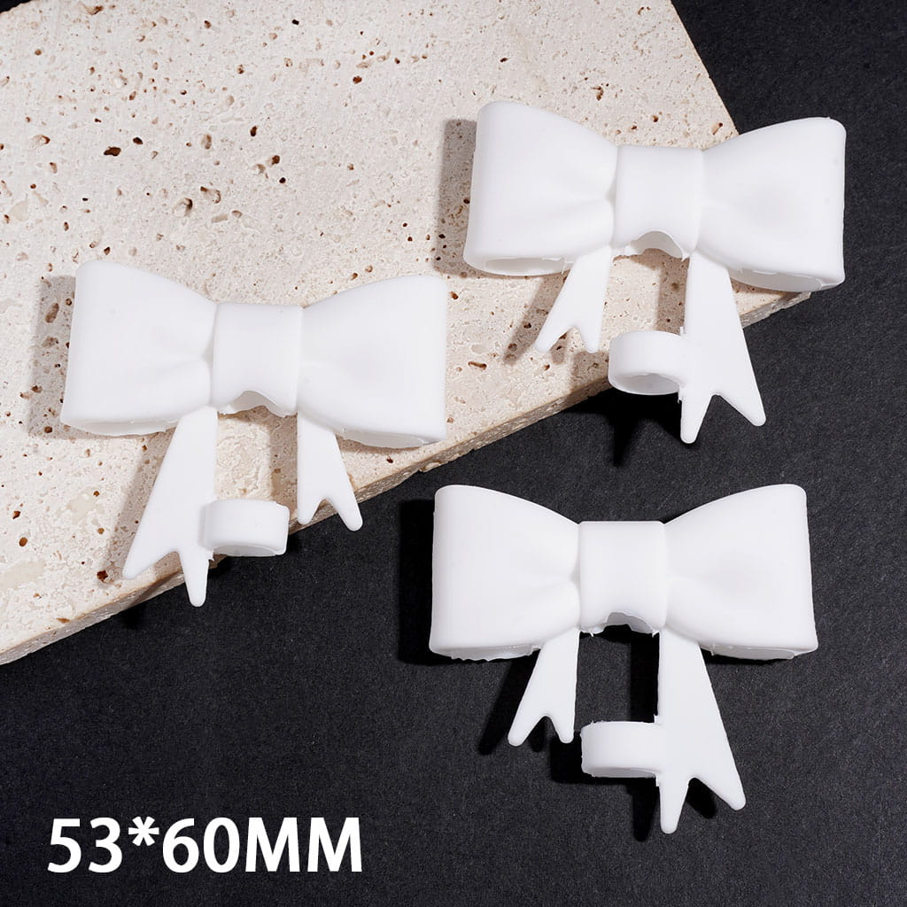 Food Grade Cup Tumbler Silicone Straw Topper Bowknot in Solid White, 53*60MM