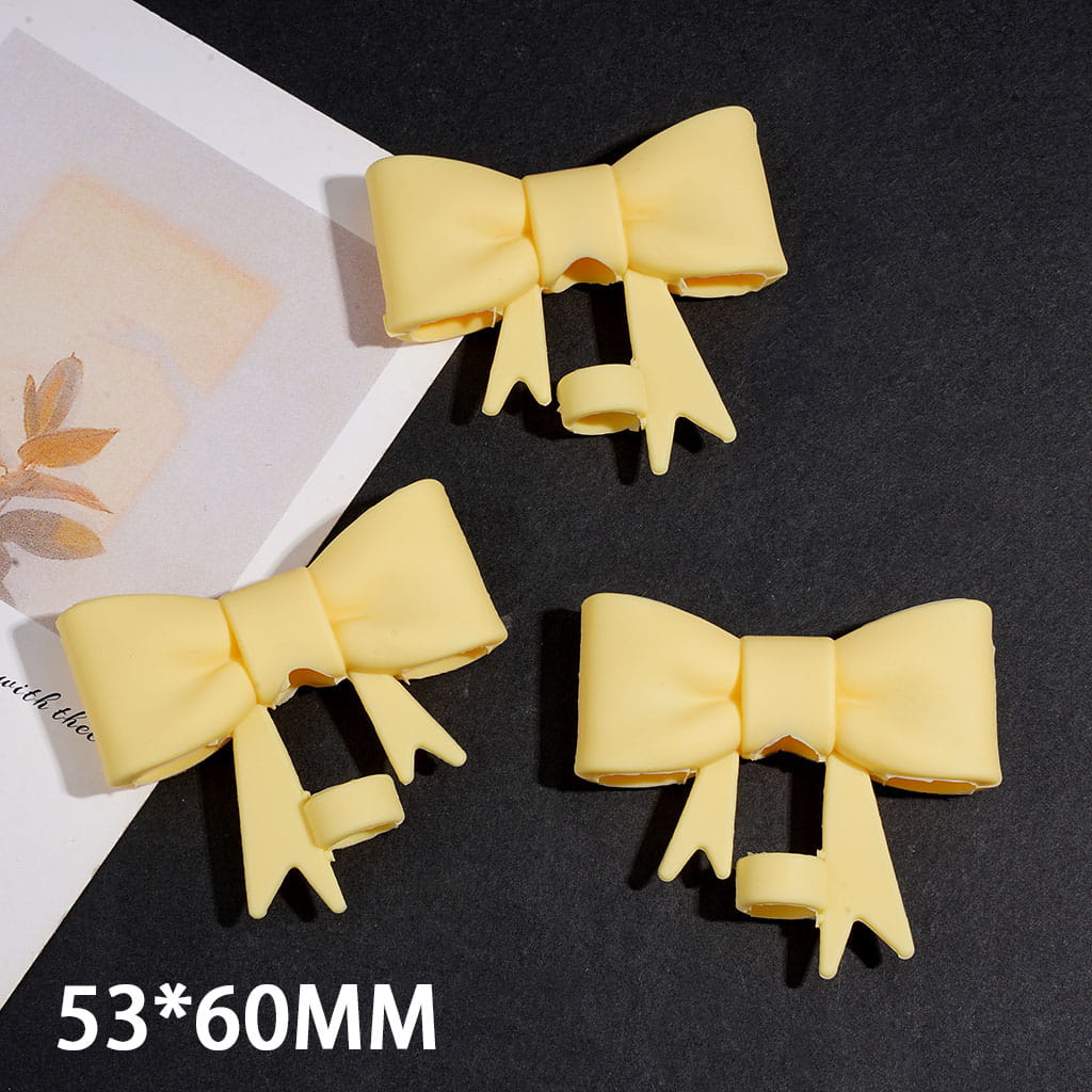 Food Grade Cup Tumbler Silicone Straw Topper Bowknot in Yellow, 53*60MM