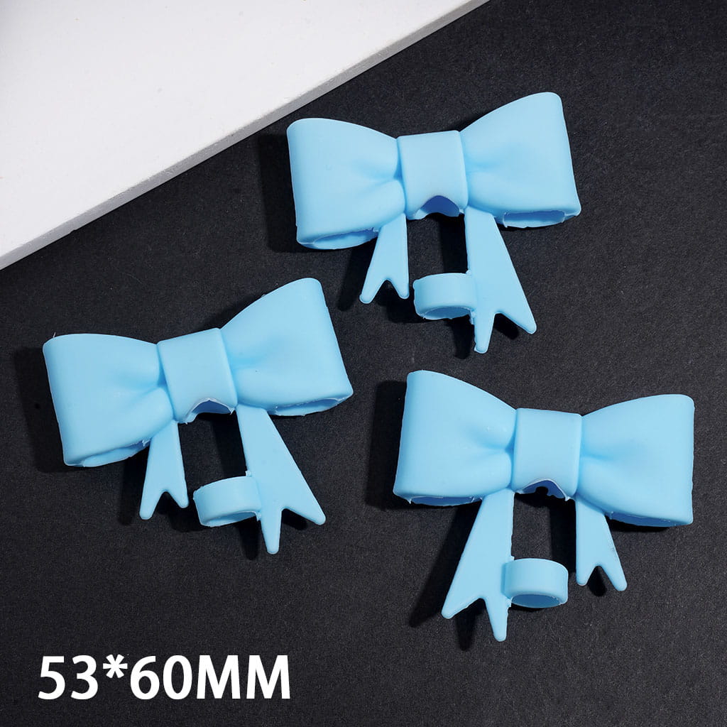 Blue Food Grade Cup Tumbler Silicone Straw Topper Bowknot, 53*60MM