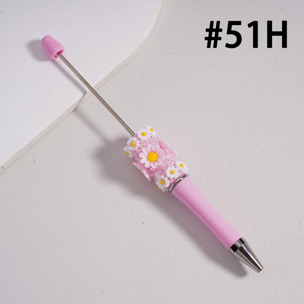 Mini Daisy Flower with Solid Color Design Beadable Sugar Pen