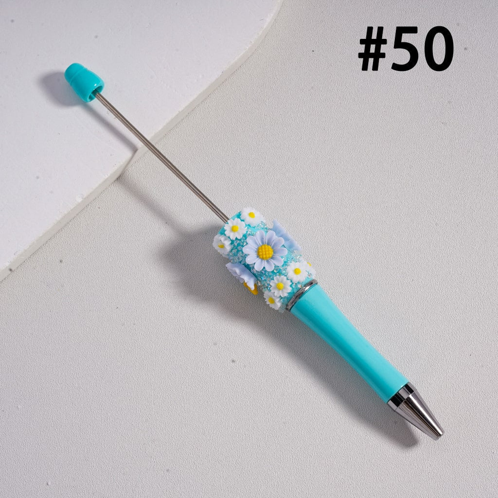 Mini Daisy Flower with Solid Color Design Beadable Sugar Pen