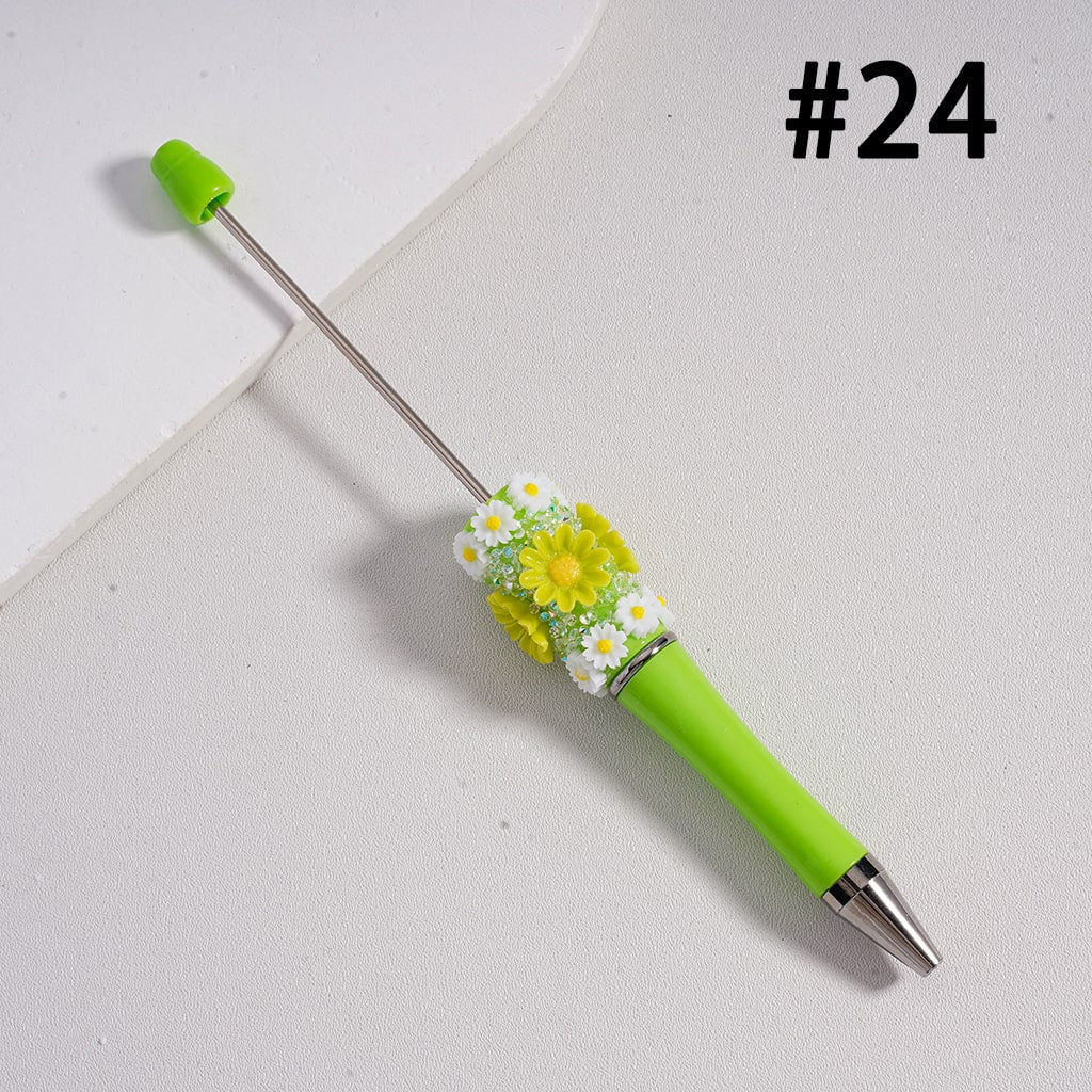 Mini Daisy Flower with Solid Color Design Beadable Sugar Pen
