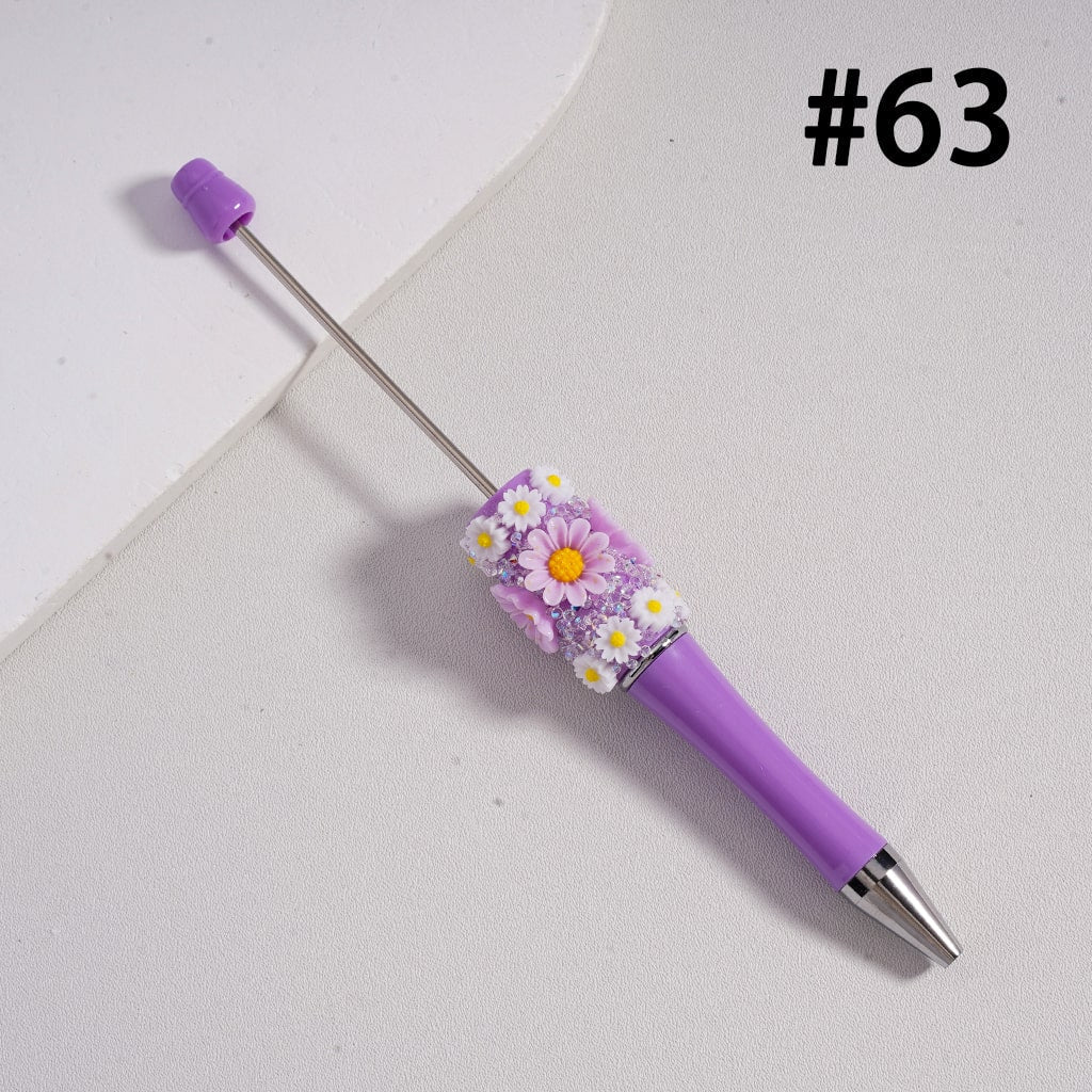 Mini Daisy Flower with Solid Color Design Beadable Sugar Pen