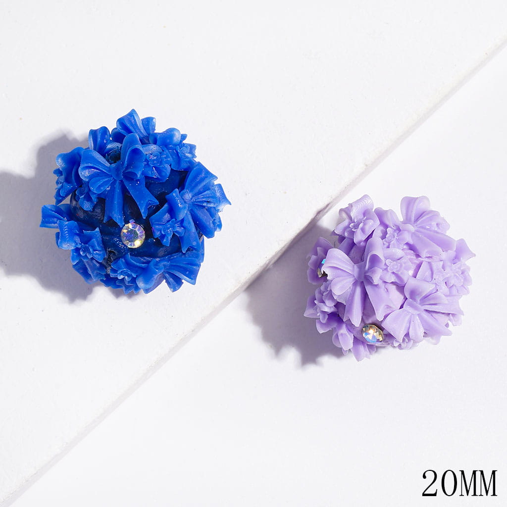 Clay Beads with AB Rhinestones and Double Layered Bowtie, 18MM-20MM, Multi-Color, Random Mix