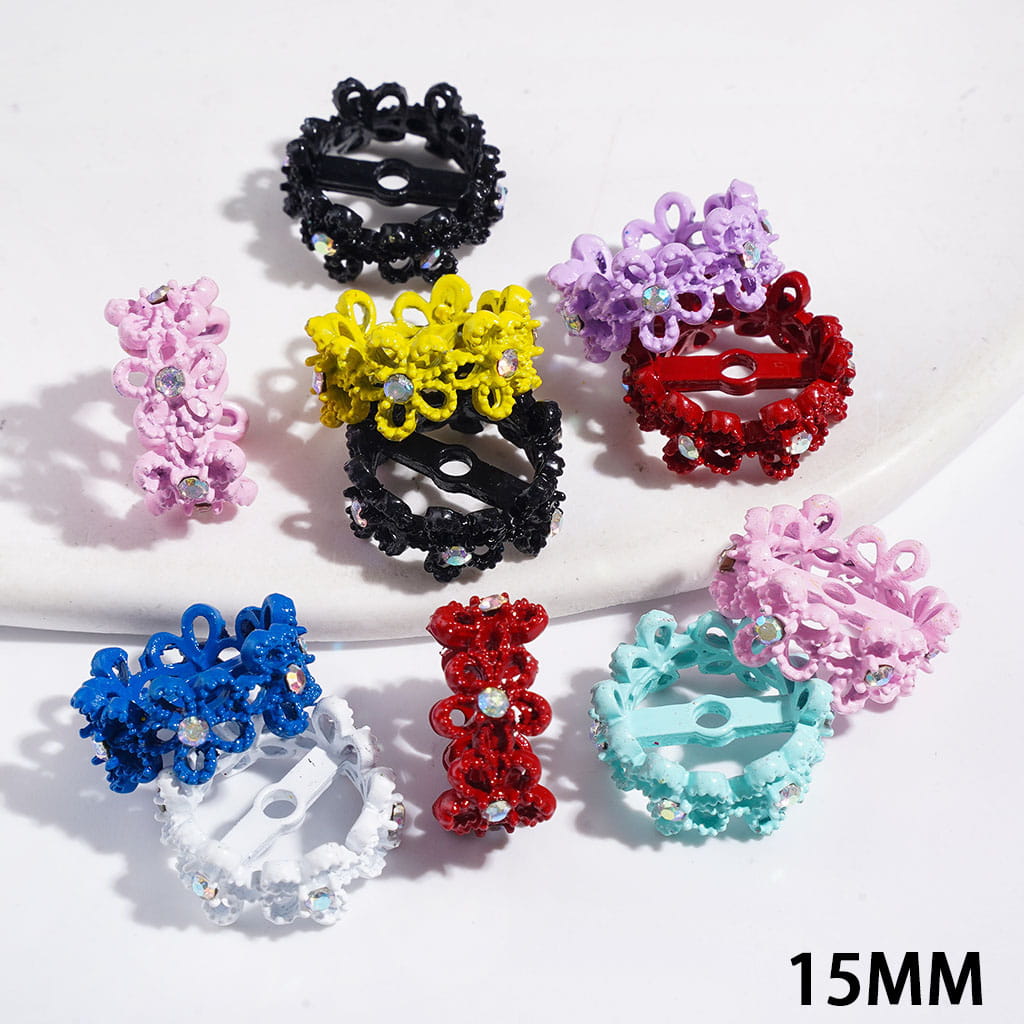 Elegant Flower Design with Sparkling AB Rhinestone Metal Spacer Beads, 15MM, Multi-Color Random Mix, (They Fit 14MM Beads)