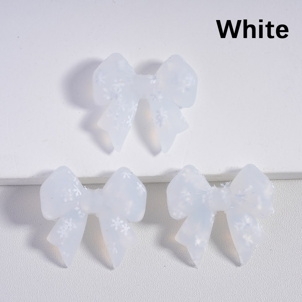 Bowknot Shape with Colorful Flakes Inside Cute Silicone Focal Beads