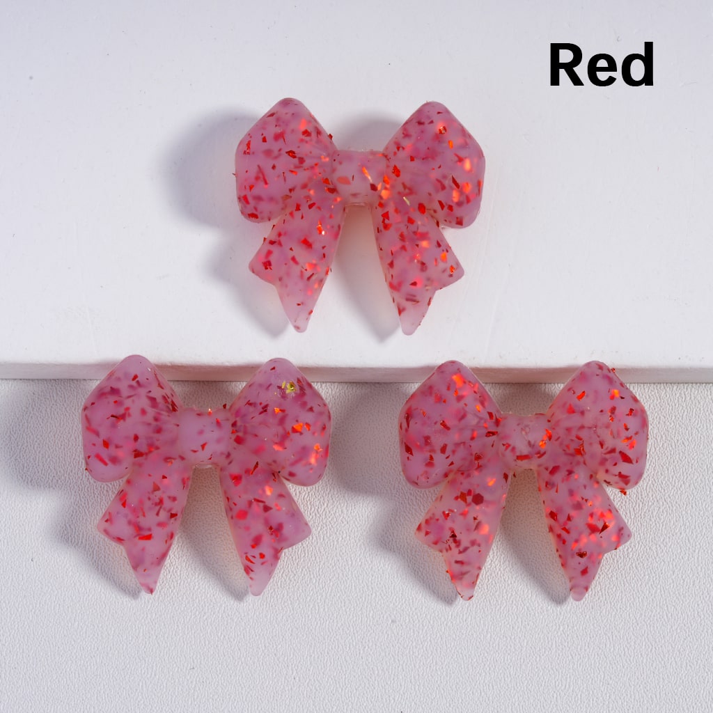 Bowknot Shape with Colorful Flakes Inside Cute Silicone Focal Beads