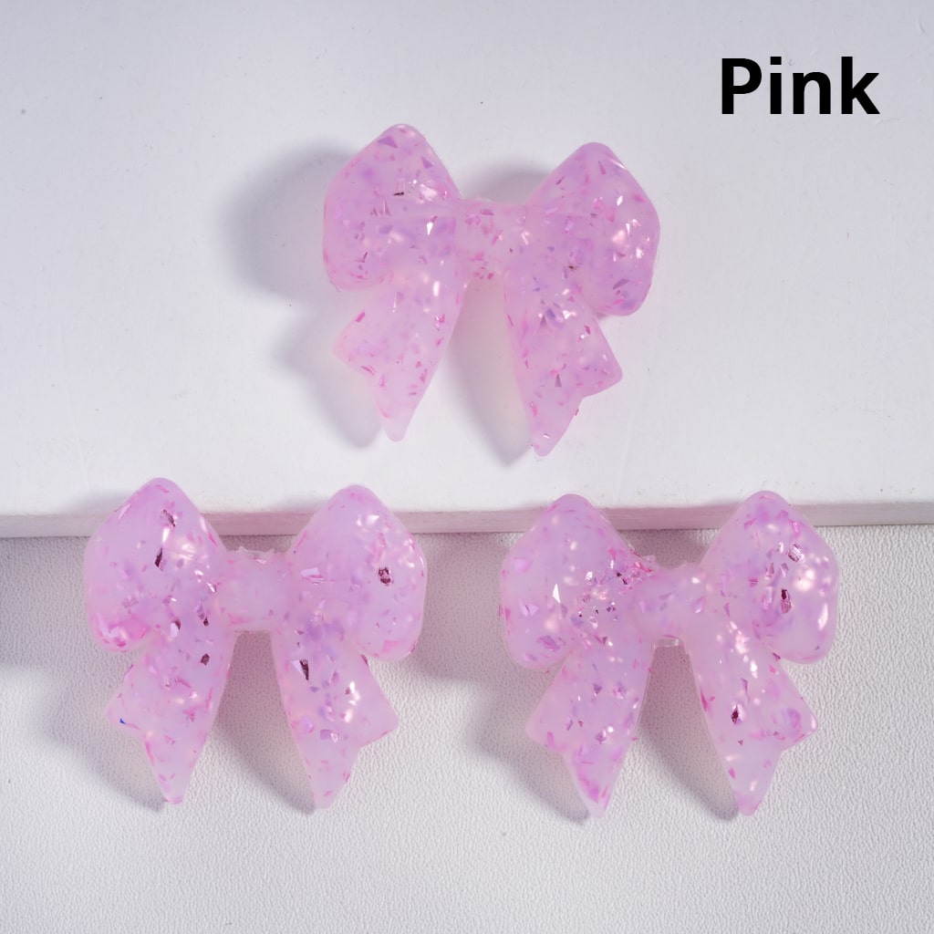 Bowknot Shape with Colorful Flakes Inside Cute Silicone Focal Beads