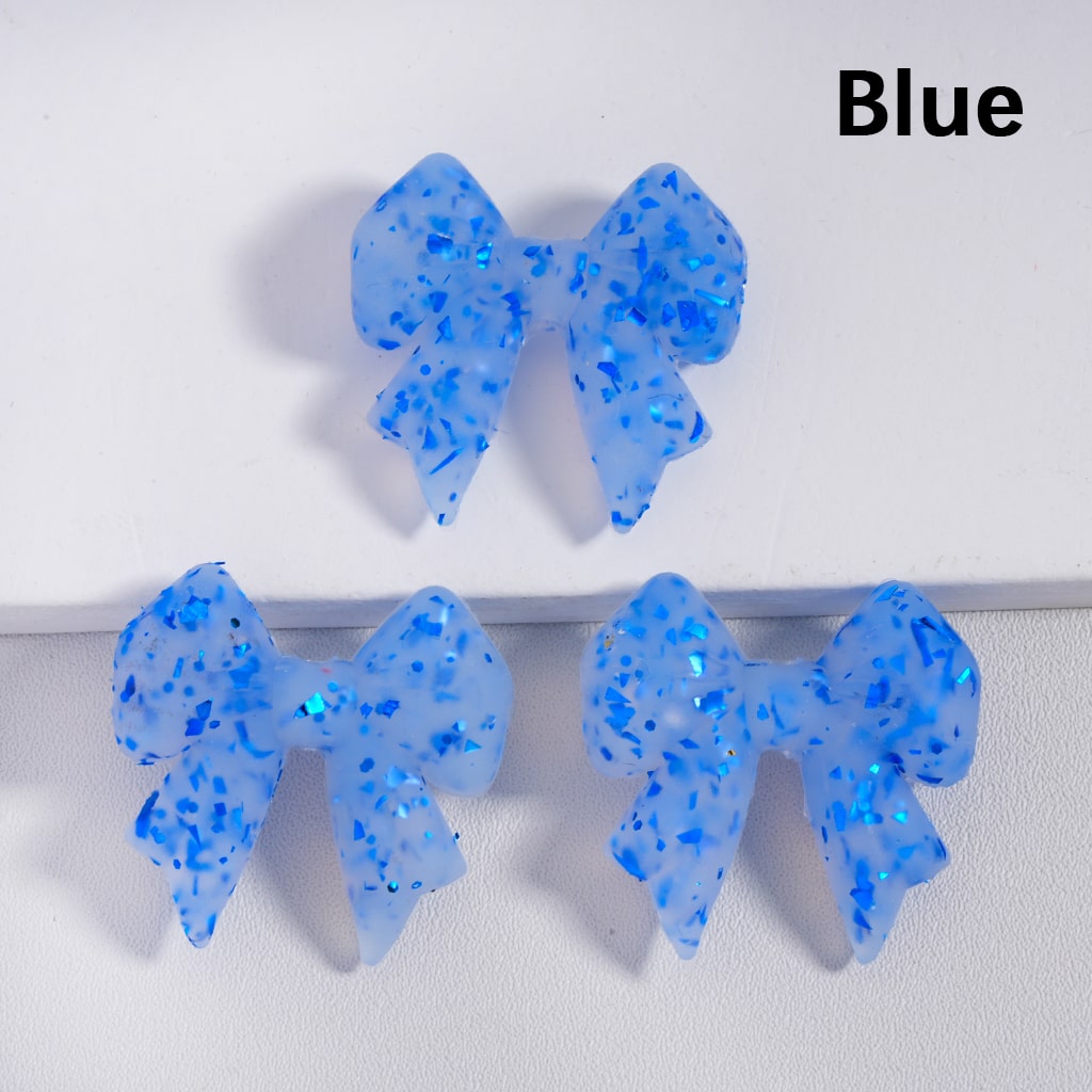 Bowknot Shape with Colorful Flakes Inside Cute Silicone Focal Beads