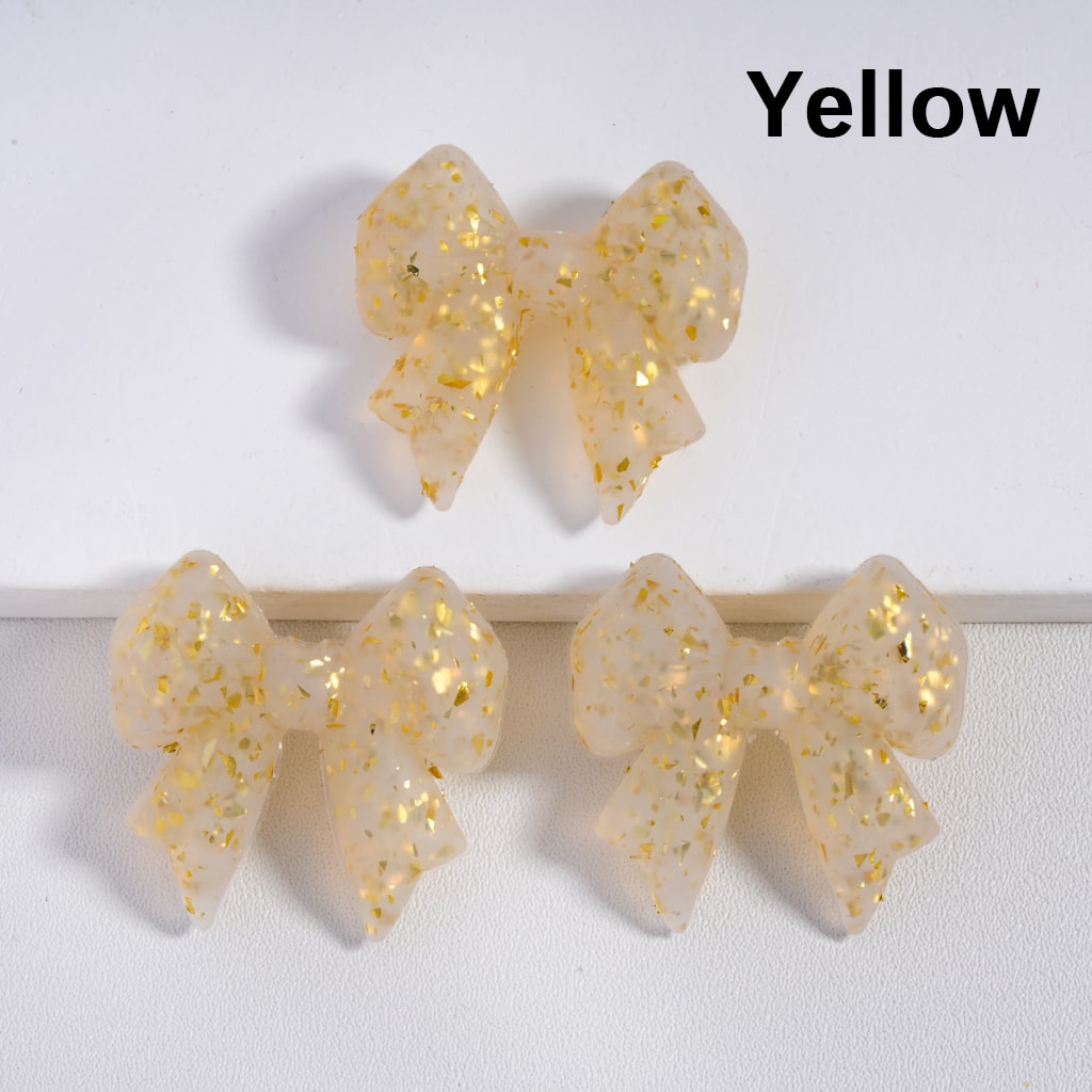 Bowknot Shape with Colorful Flakes Inside Cute Silicone Focal Beads