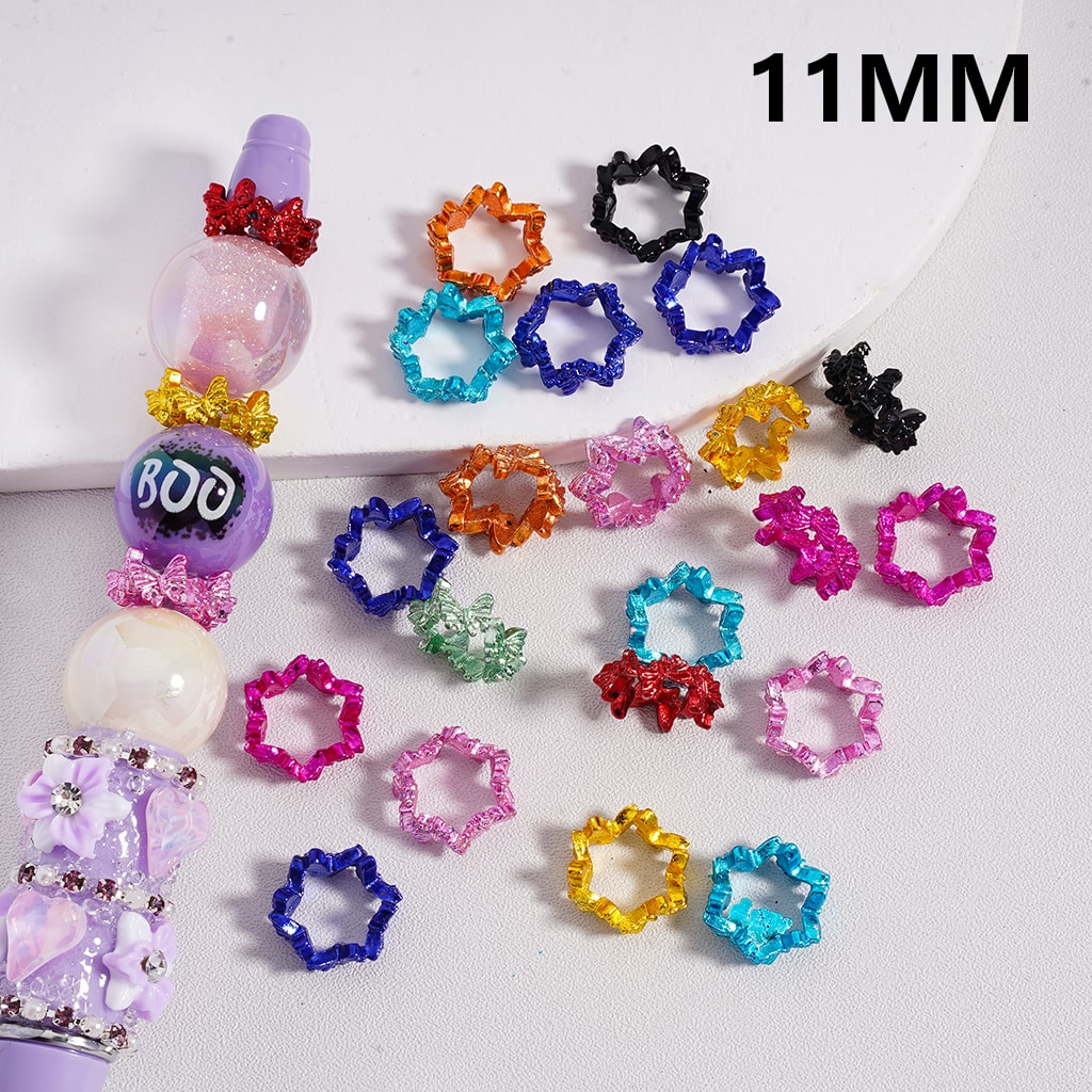 Solid Color Colorful Mini Butterfly Alloy Spacer Beads 11mm Random Mix (Big Hole 100 pcs)