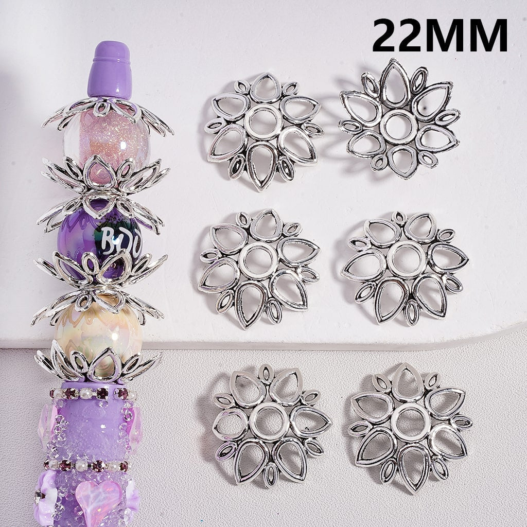 Silver Alloy Lotus Flower Bead Caps Spacer Beads for Jewelry Making 22mm