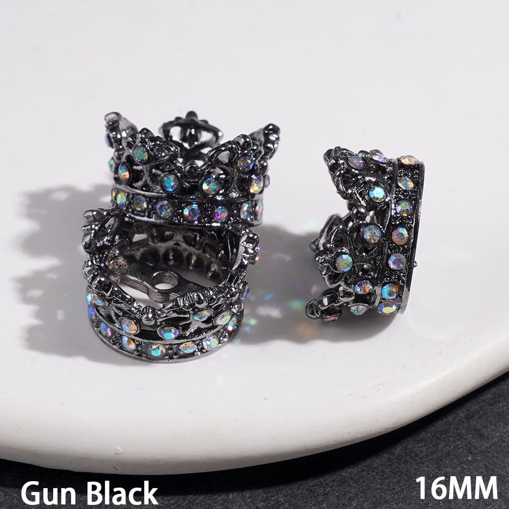 Metal Spacer Beads Crown Design with AB Rhinestones, 16MM Multi-Color (They Fit 14MM Beads)