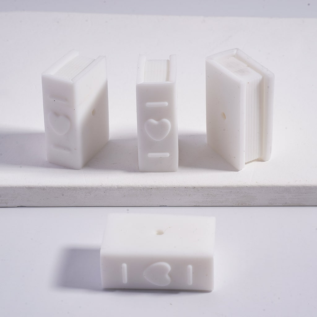 3D Mini Book Silicone Focal Beads Solid Color with Heart Print