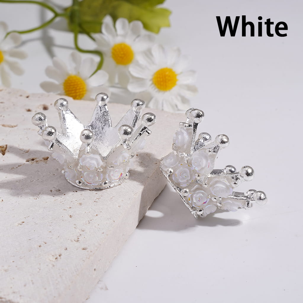 Luminous Rose Flowers Silver Color Crown Shape Metal Beads 17*31MM