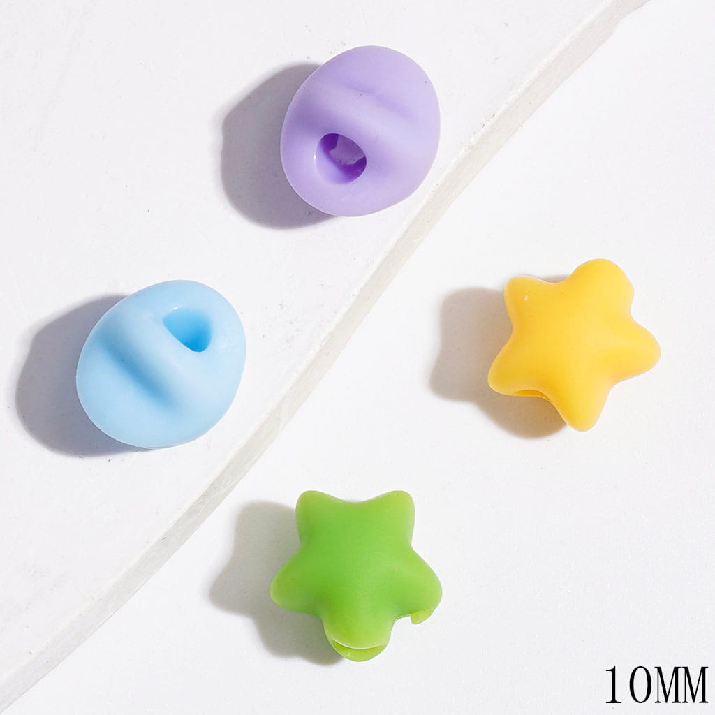 Cute Matte Rubber-Touch Mini Star Shape Acrylic Beads for DIY Jewelry Accessories, 10MM, Multicolor, Random Mix