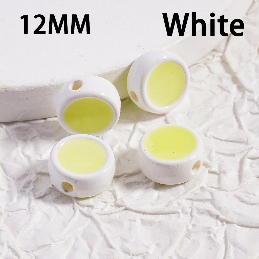 Luminous Mini Cute Flat Round Multi Color Acrylic Beads 12MM Jewelry Making Supplies (Single Color is available for 500pcs(whole bag)Only)