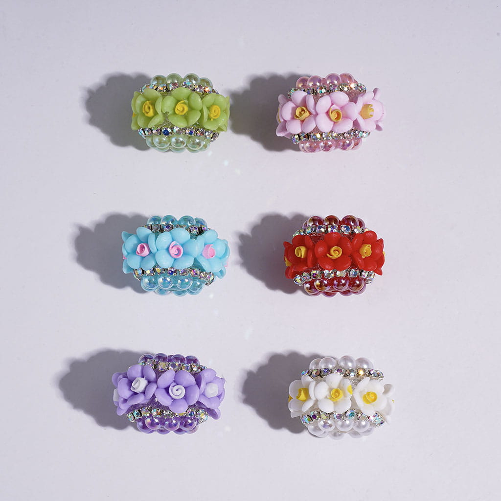 Sparkling Mini Flower Charms for DIY Jewelry Accessories Rhinestones Adding, 8*8.5MM Multi-Color