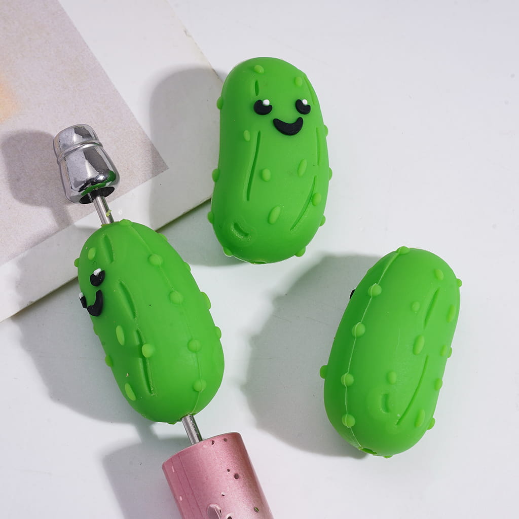 Red Pepper & Cucumber Vegetable Colorful Food Theme Silicone Focal Beads