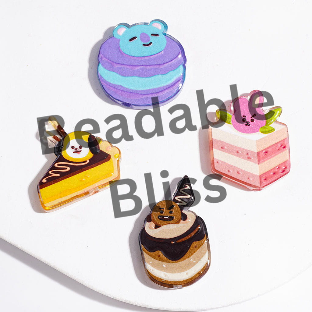 Dessert Theme Acrylic Beads, Korea Boy Group Animal Image Character, Random Mix
