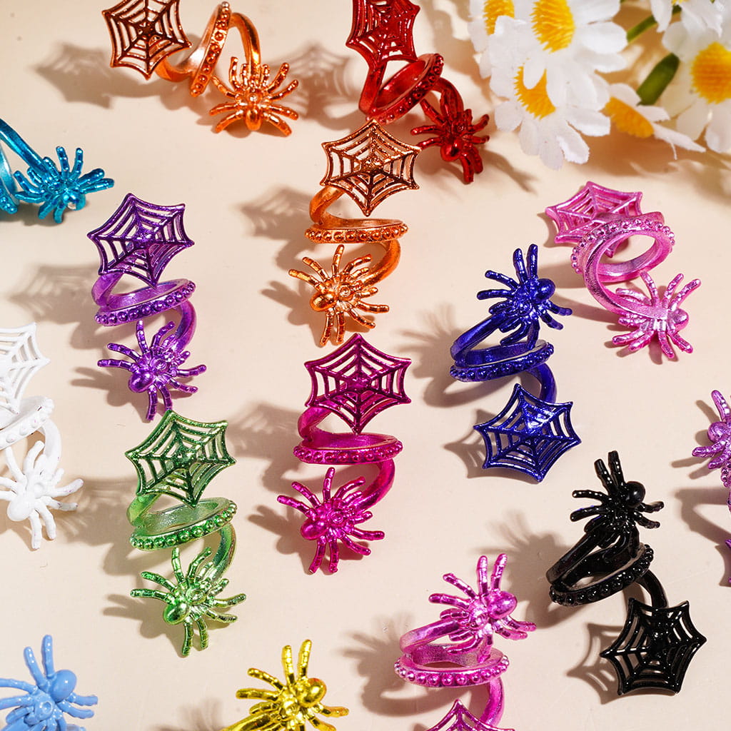 Spooky Halloween Spider Web Twisted Spiral Alloy Metal Beads, Large Hole, Jewelry Accessories, Multi-Color, Random Mix