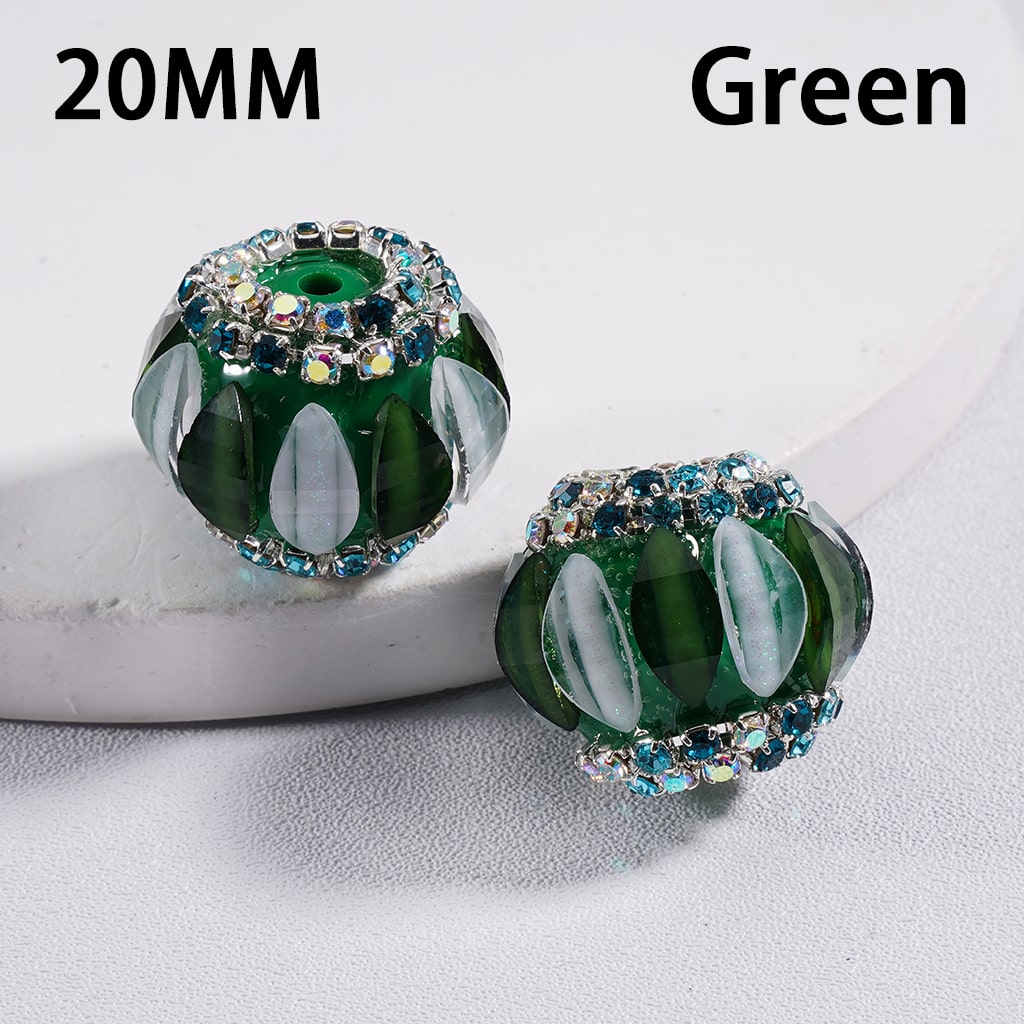 Cute Pumpkin Shaped Double Color with Rhinestone Chains Acrylic Beads, 20mm