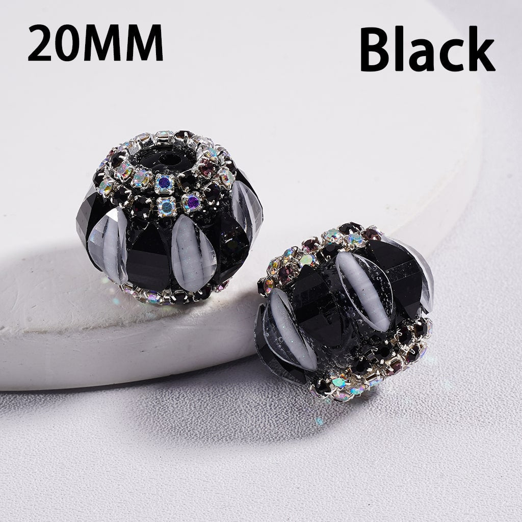 Cute Pumpkin Shaped Double Color with Rhinestone Chains Acrylic Beads, 20mm