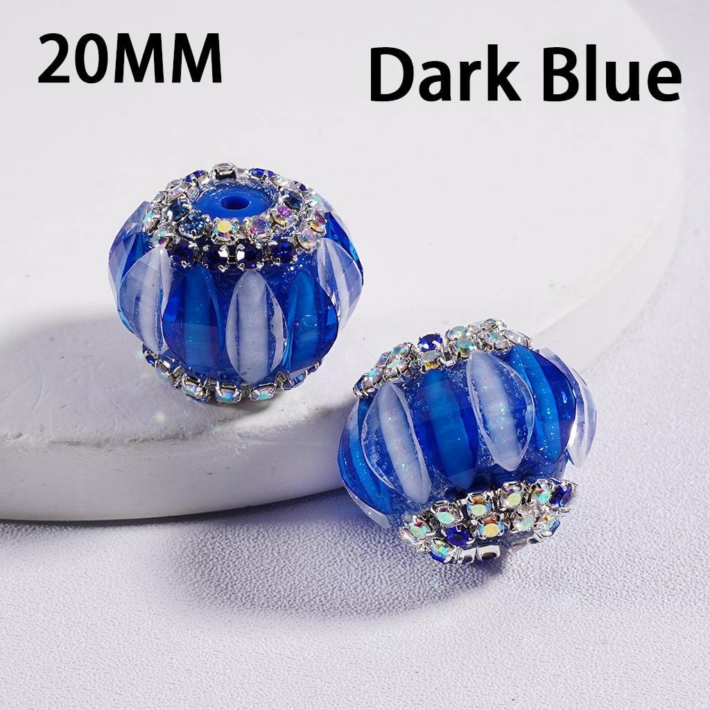 Cute Pumpkin Shaped Double Color with Rhinestone Chains Acrylic Beads, 20mm