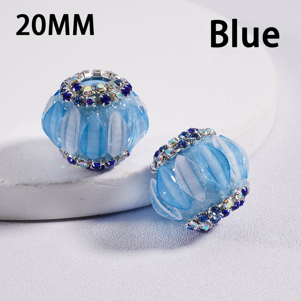 Cute Pumpkin Shaped Double Color with Rhinestone Chains Acrylic Beads, 20mm