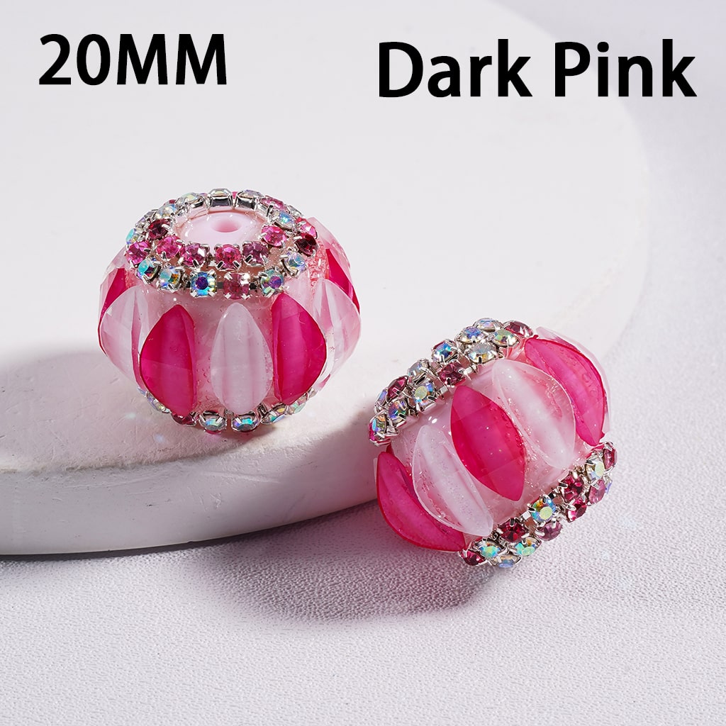 Cute Pumpkin Shaped Double Color with Rhinestone Chains Acrylic Beads, 20mm