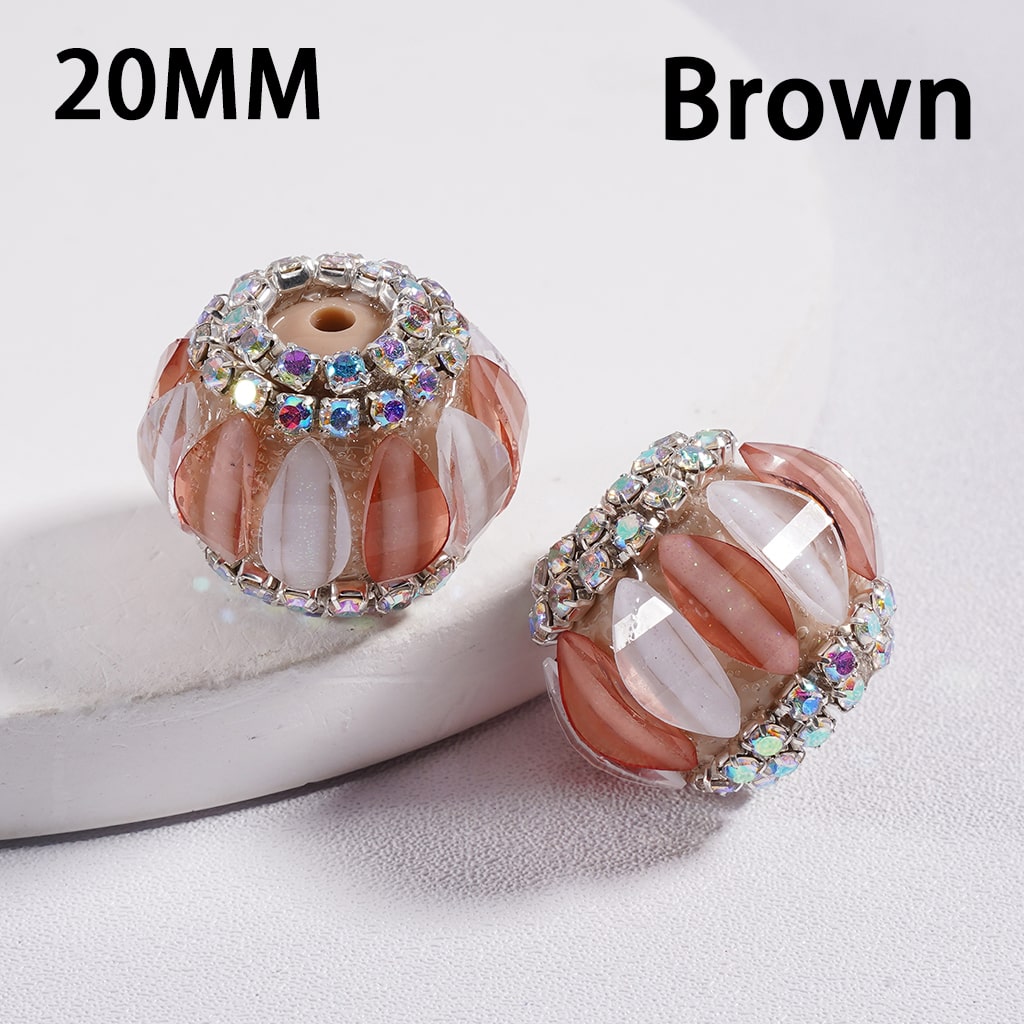 Cute Pumpkin Shaped Double Color with Rhinestone Chains Acrylic Beads, 20mm