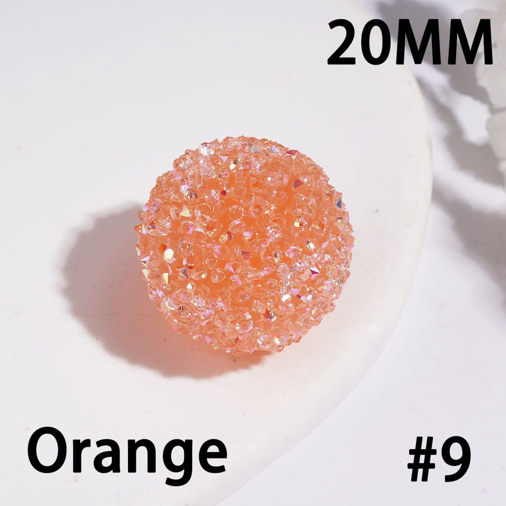 Handmade Acrylic Sugar Beads with Cone-Shaped AB Rhinestones, 20MM, Multi Colors Random Mix