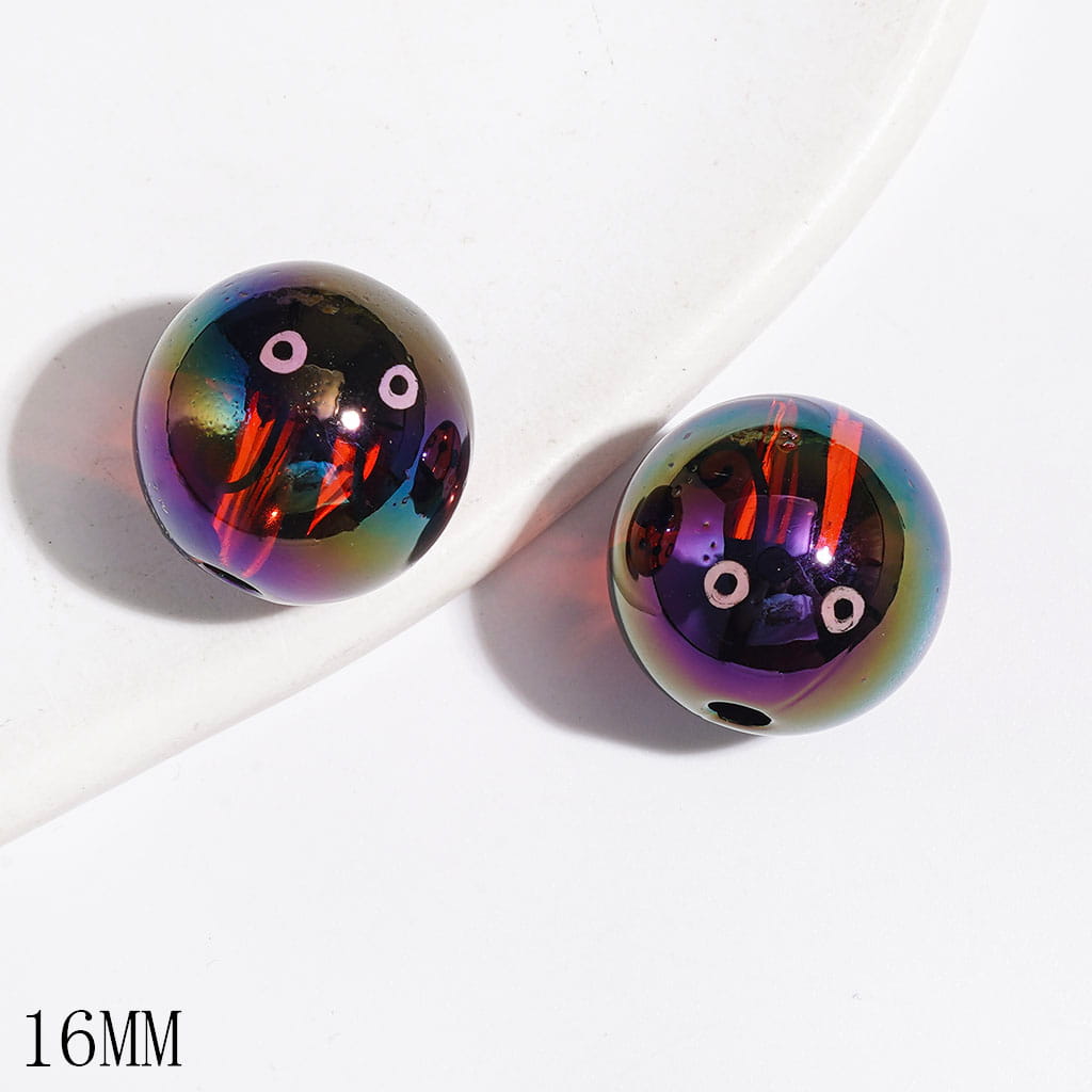 Acrylic Beads for Bracelets UV Finish Ladybug, 16MM, Semi-Clear and Solid Colors