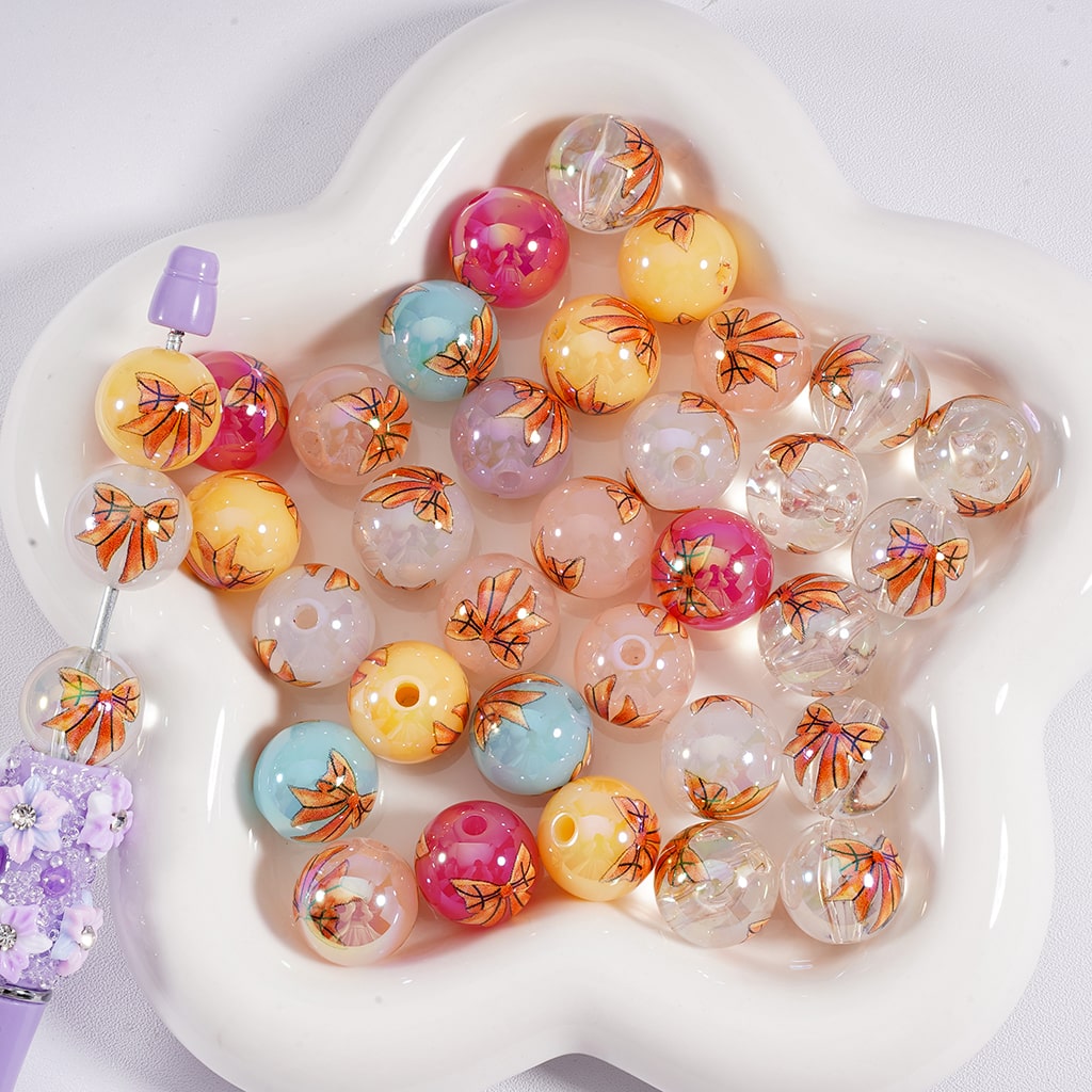 Colorful Jelly & Clear Bowknot Themed Soccer Motif Round Acrylic Beads 16mm Random Mix
